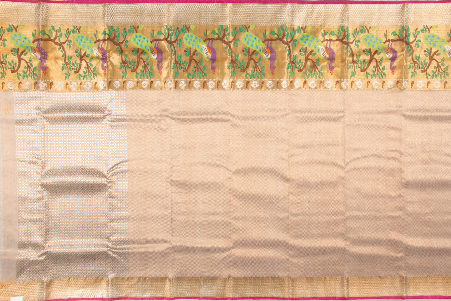 Kota Silk Tissue Jamdani Cream Saree