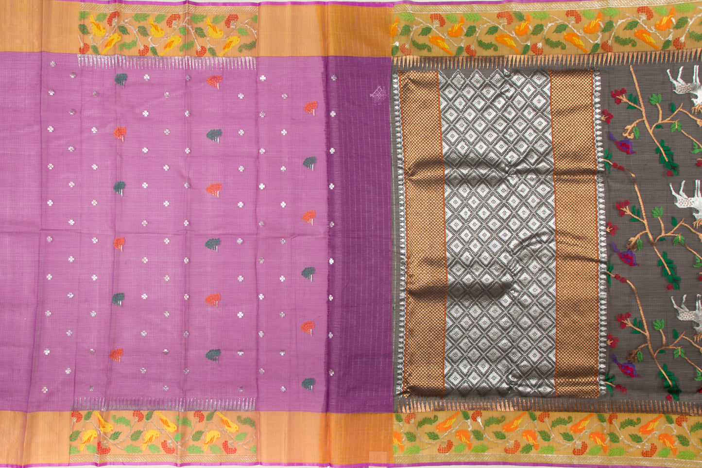 Kota Silk Jamdani Jaal Black Saree