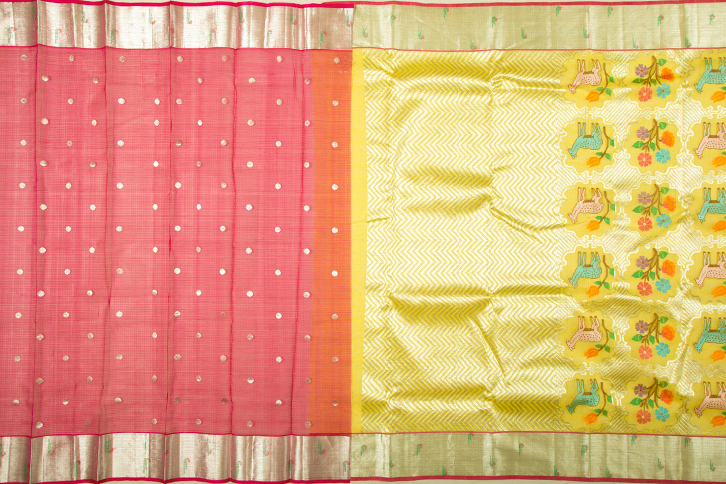 Kota Silk Jamdani Yellow Saree
