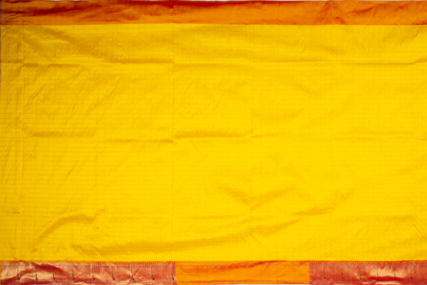 Paithani Silk Checks Yellow Saree With Muniya Border