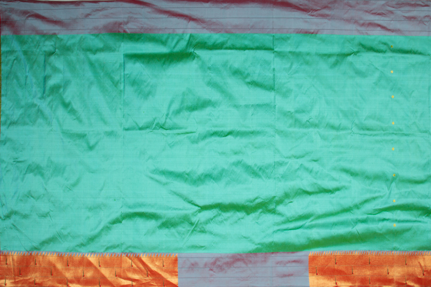 Paithani Silk Butta Sea Green Saree With Triple Muniya Border