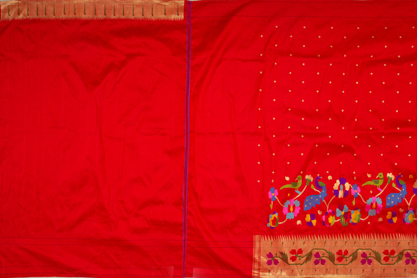 Paithani Silk Butta Red Saree