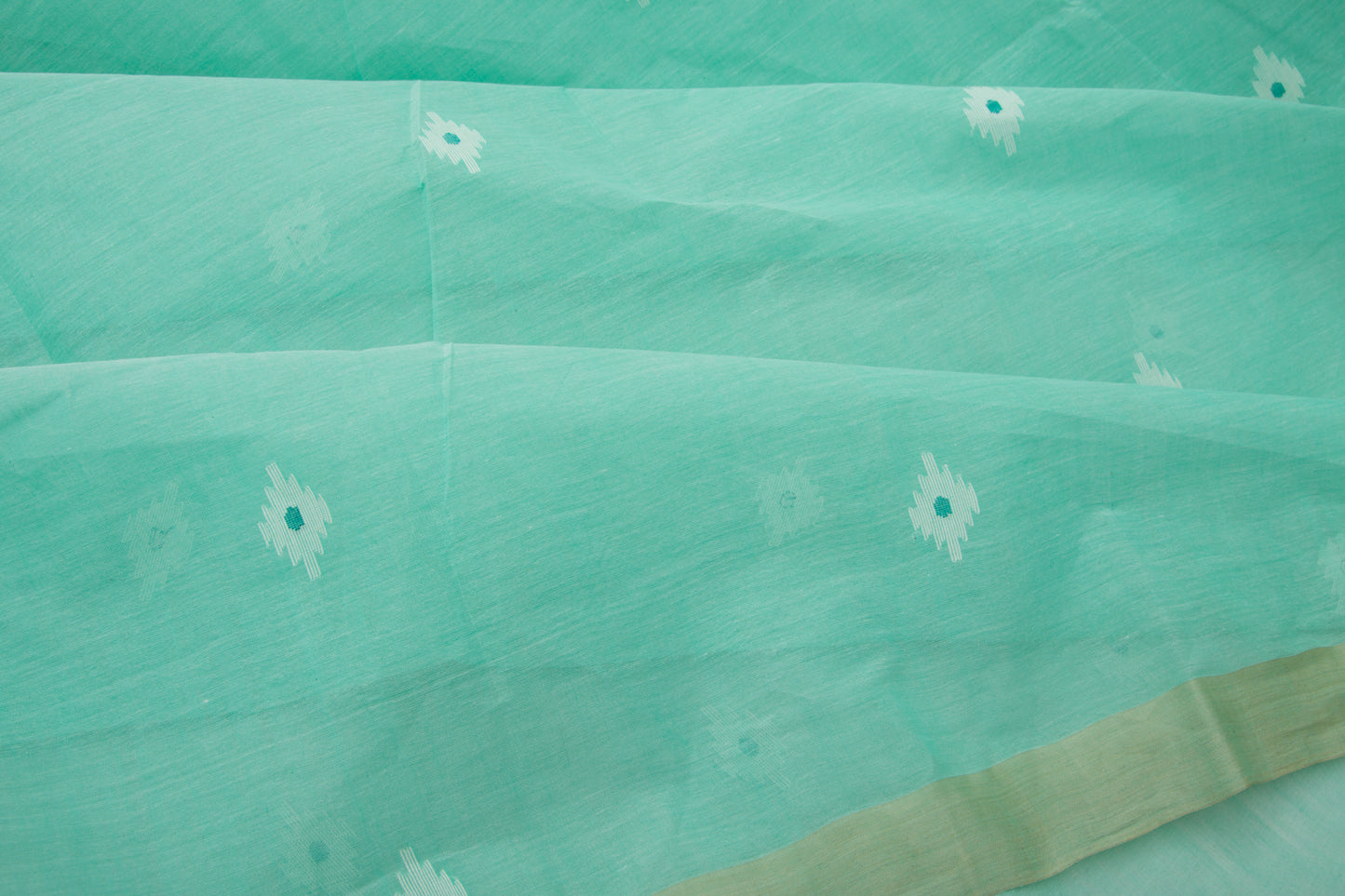 Phulia Cotton Butta Sea Green Saree
