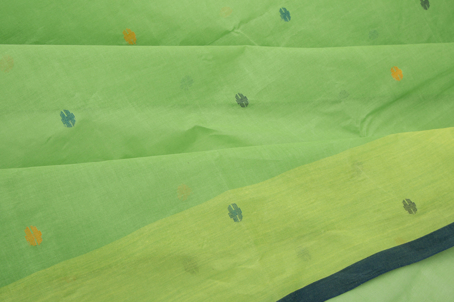 Phulia Cotton Butta Green Saree