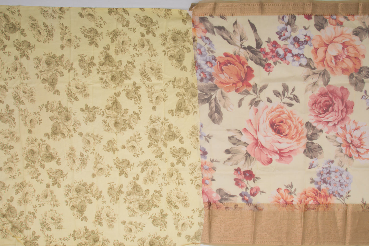 Organza Floral Printed Yellow Saree