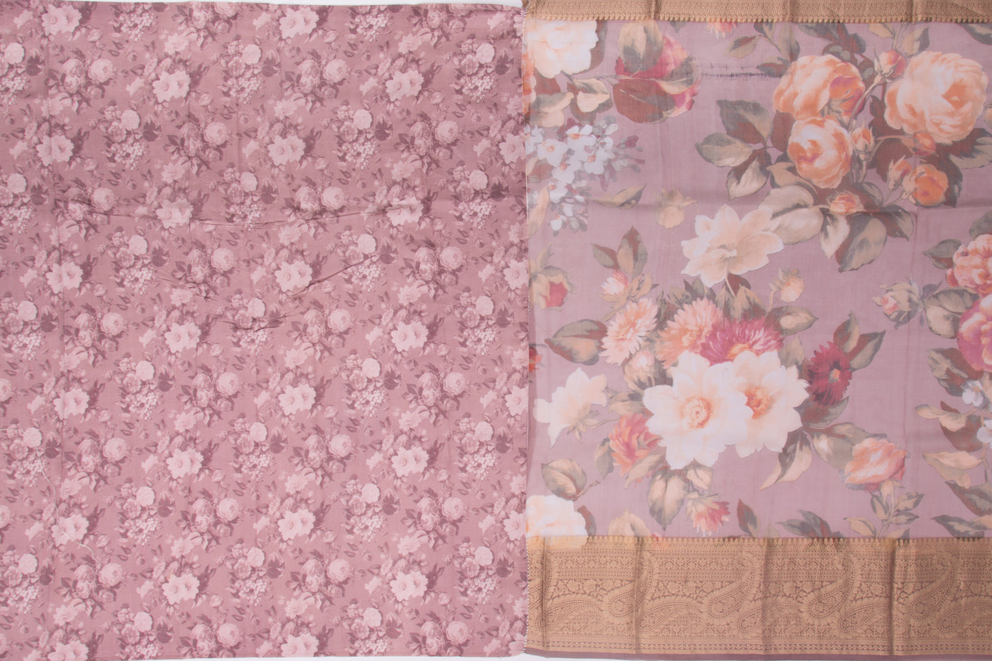 Organza Floral Printed Lilac Saree