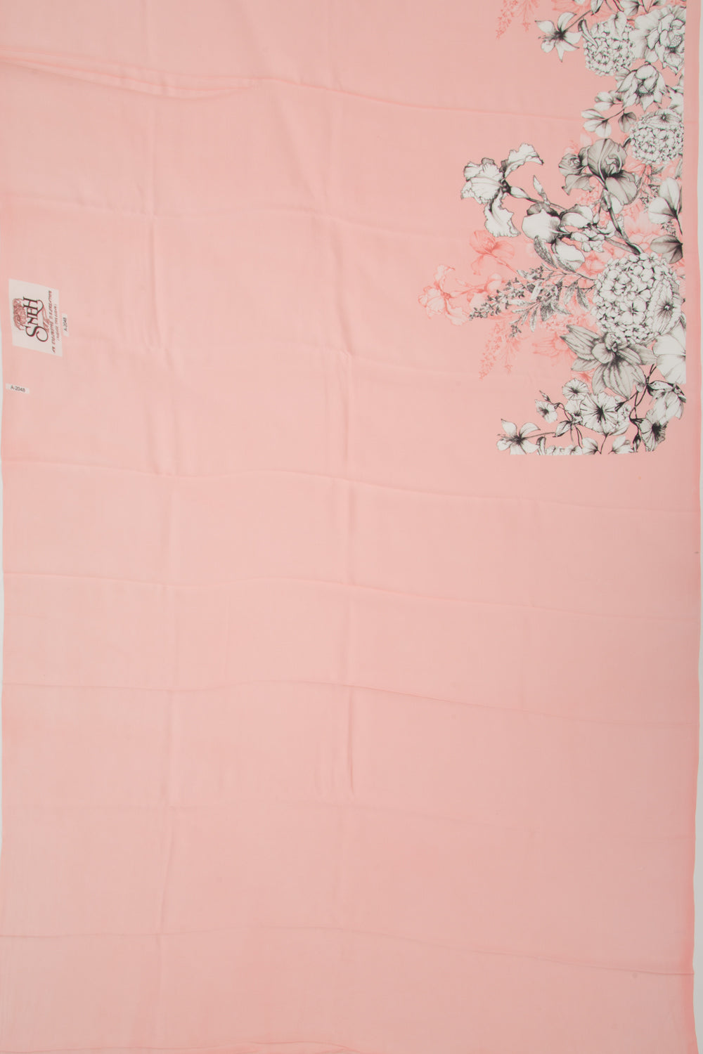Crepe Floral Printed Peach Saree