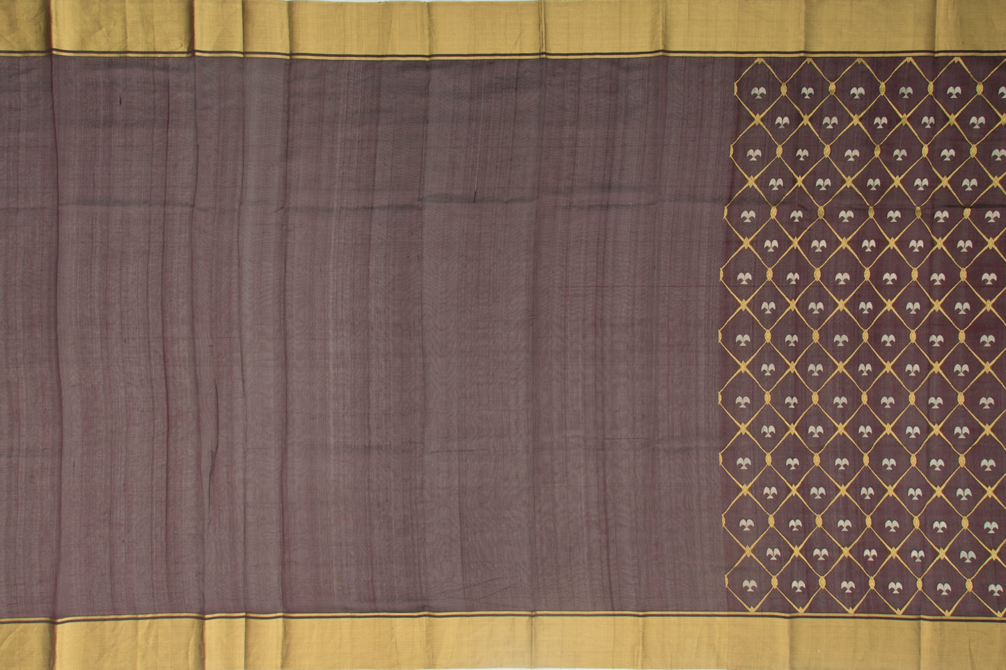 Chanderi Silk Jaal And Butta Brown Saree
