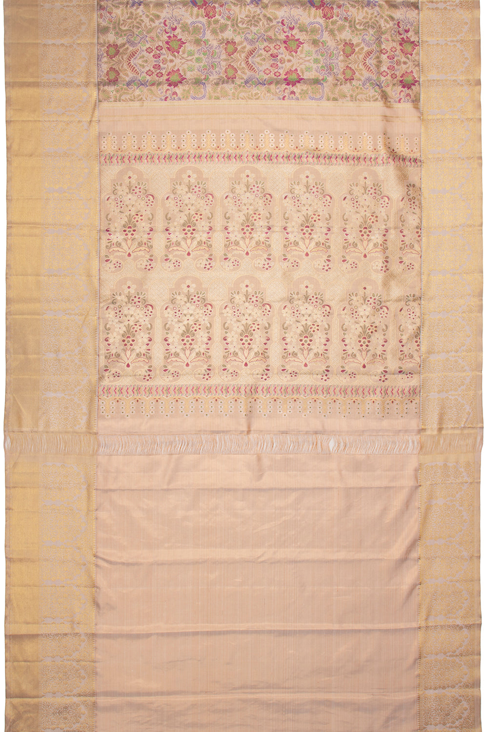 Kanchipuram Silk Tissue Brocade Gold Saree