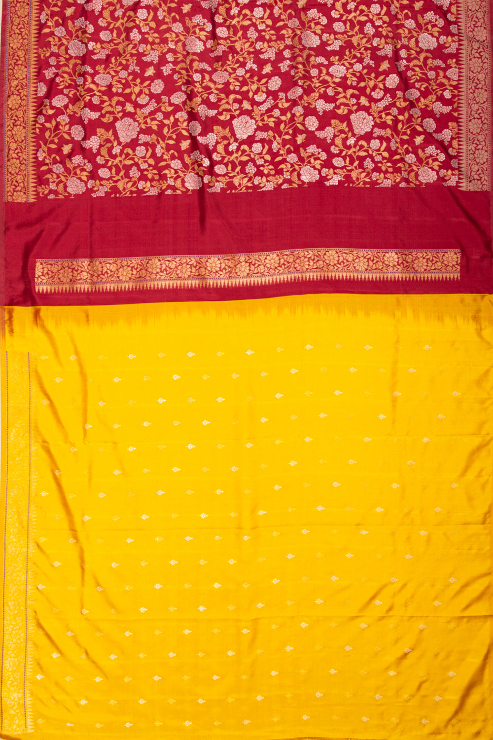 Banarasi Silk Jamdani Jaal Red Saree