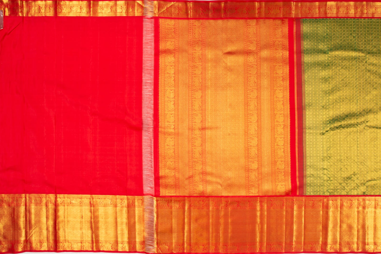 Kanchipuram Silk Tissue Checks And Butta Green Saree