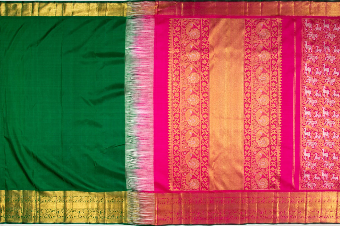 Kanchipuram Silk Vanasingaram Jaal Pink Saree