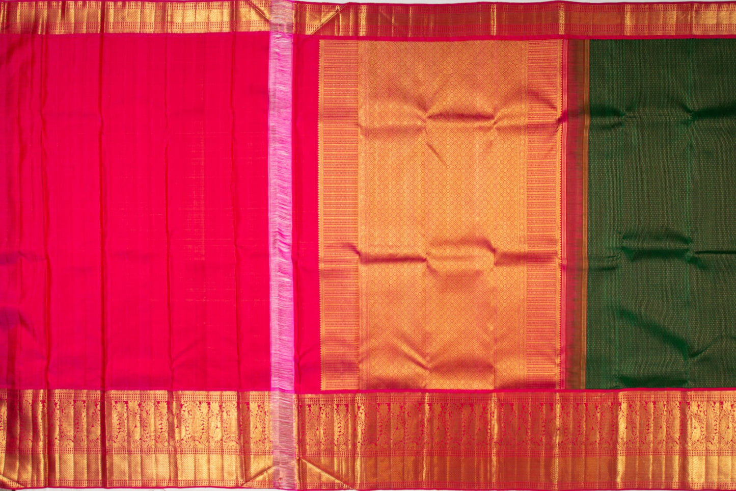 Kanchipuram Silk Brocade Dark Green Saree