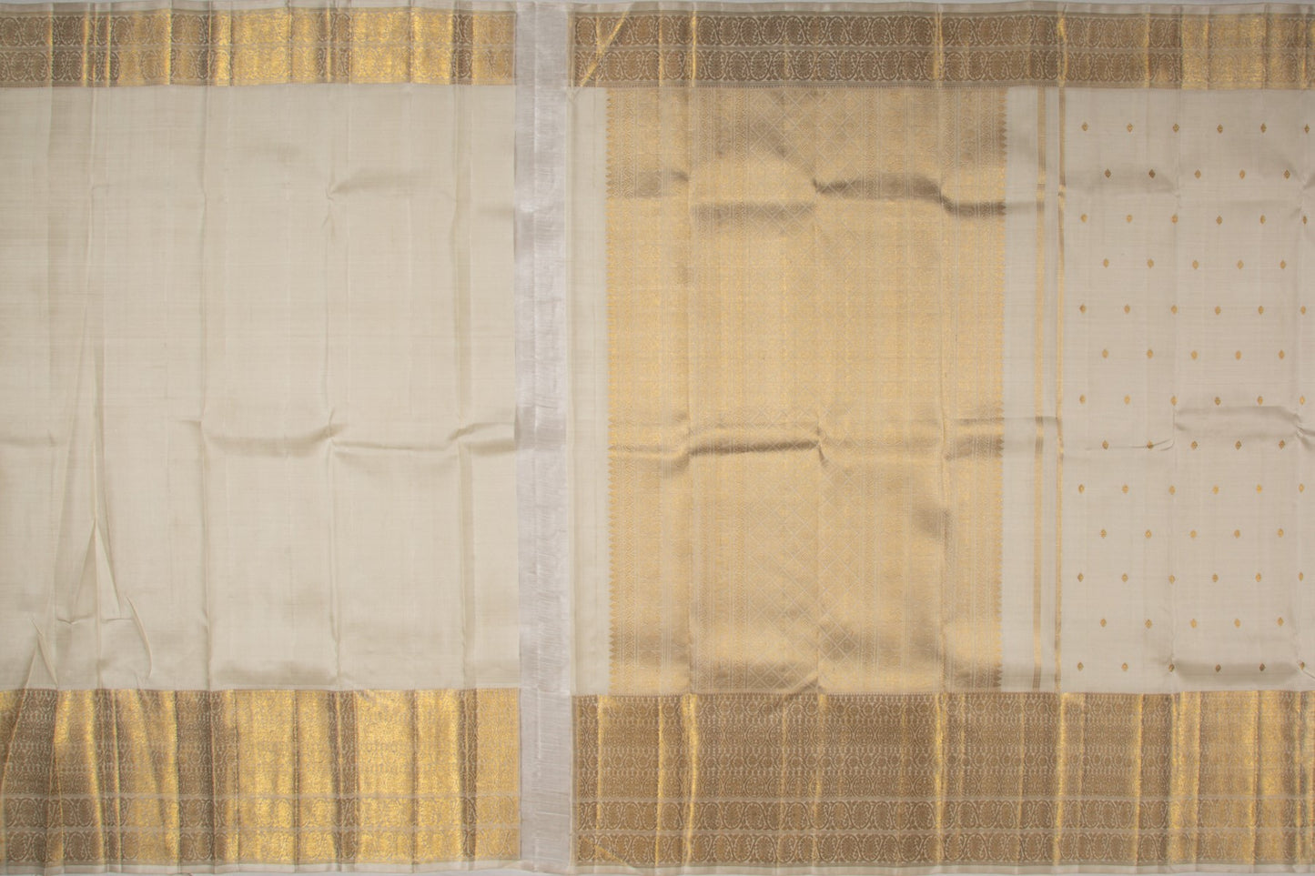 Kanchipuram Silk Butta Cream Saree