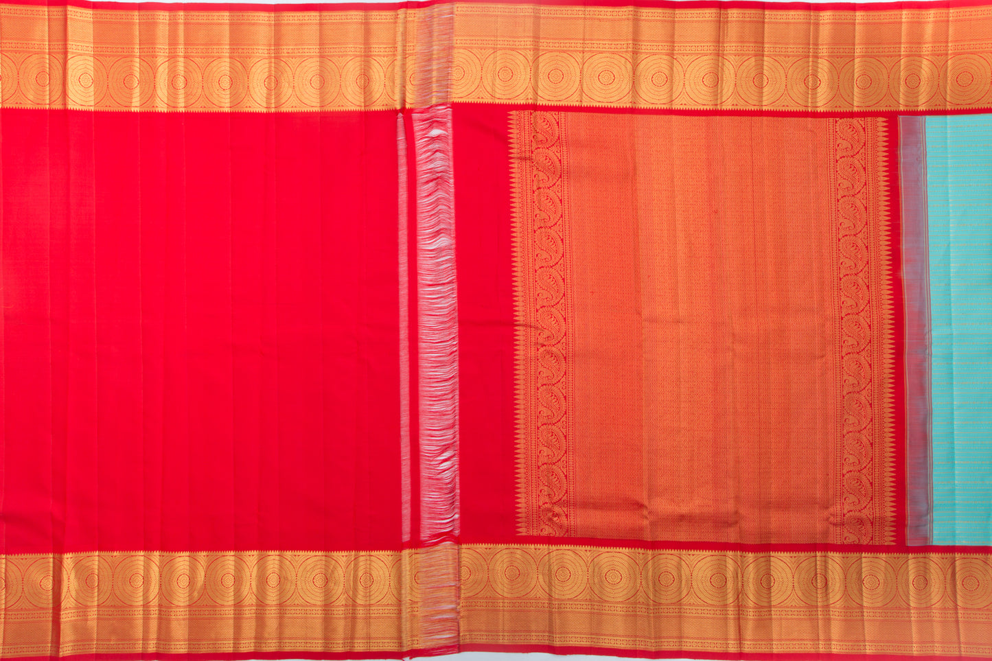 Kanchipuram Silk Horizontal Lines Blue Saree