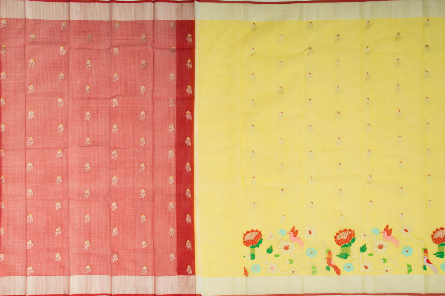 Kota Silk Butta Lemon Yellow Saree