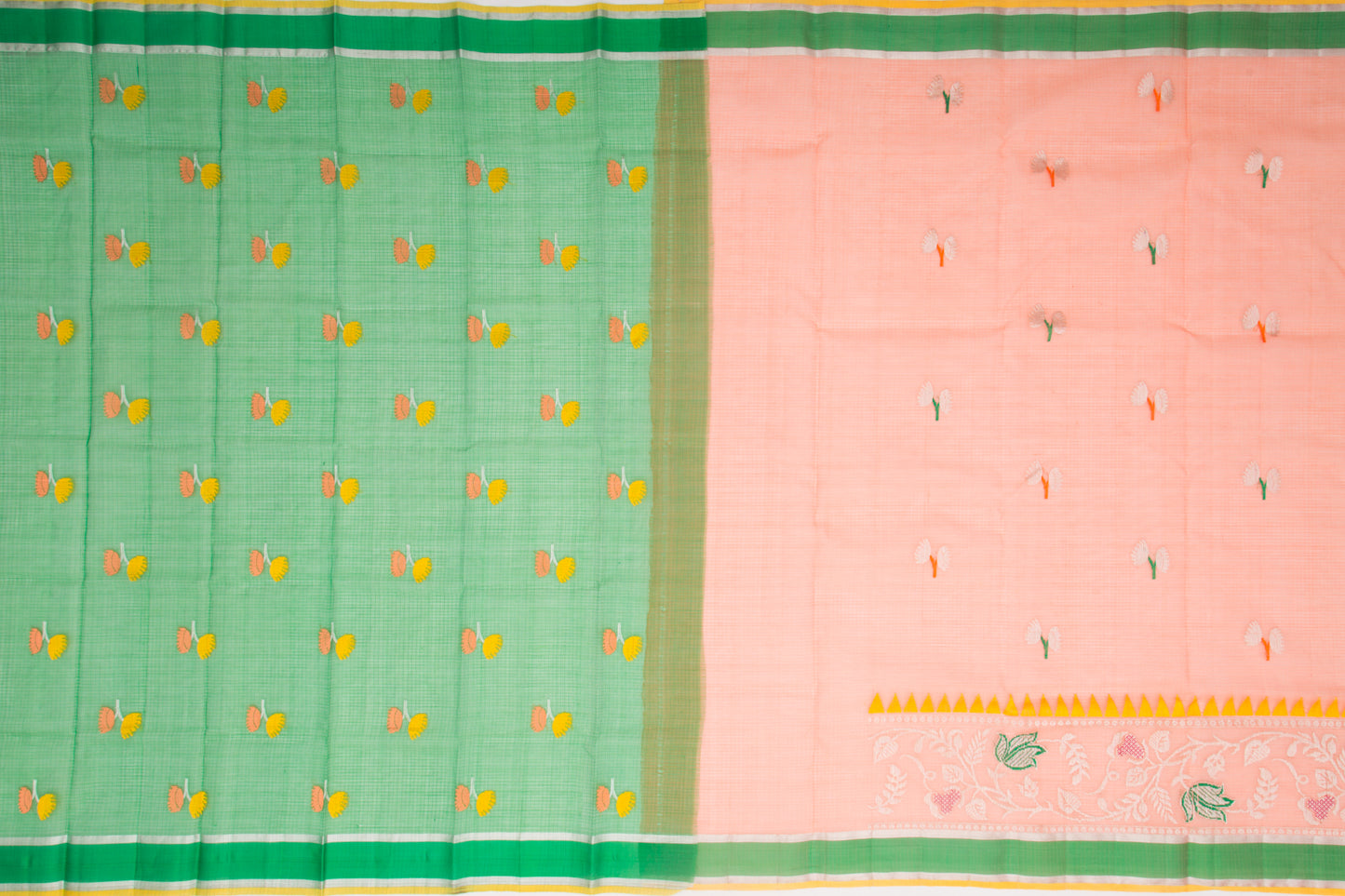 Kota Silk Butta Pastel Orange Saree