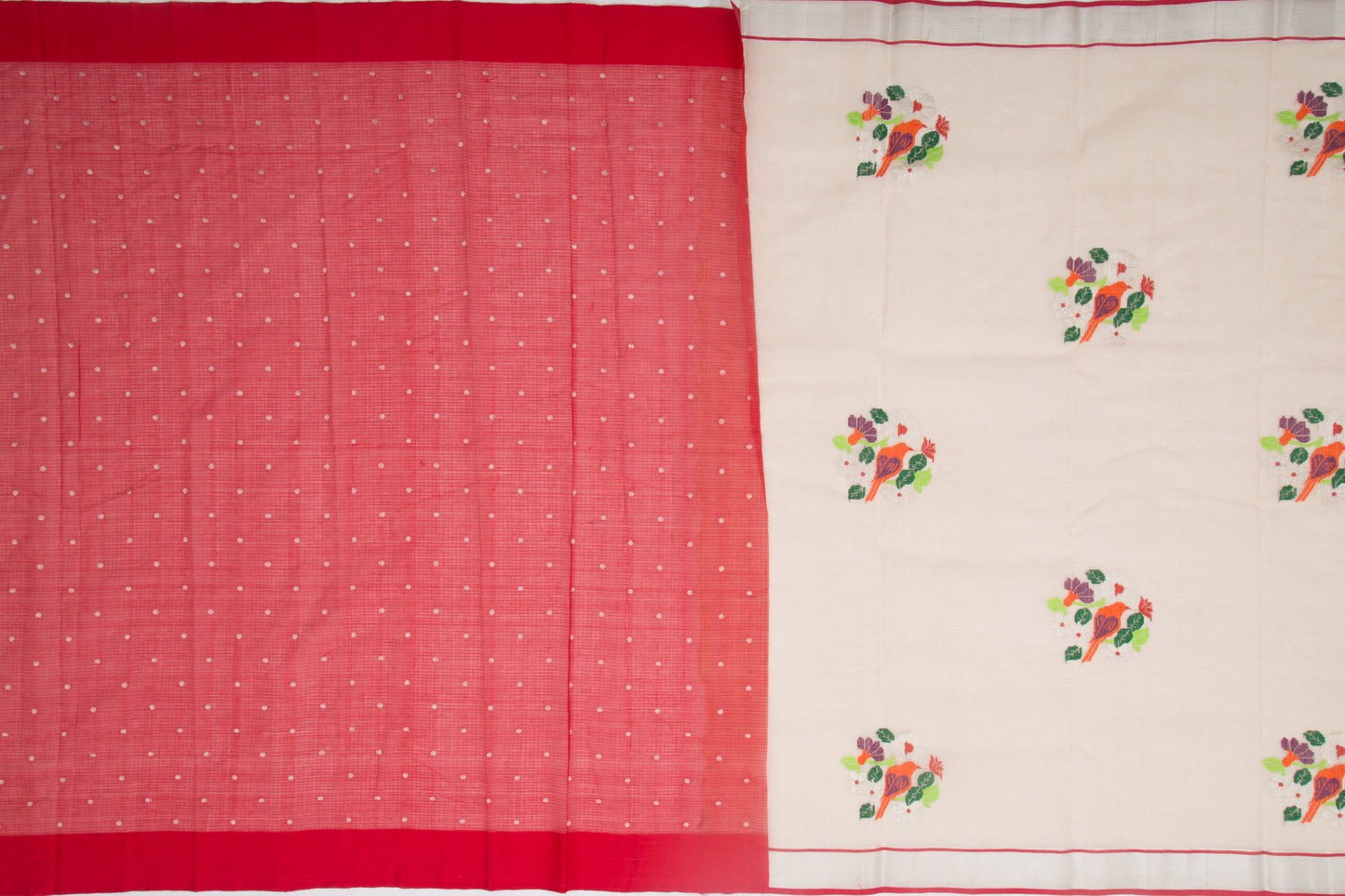 Kota Silk Butta Cream Saree
