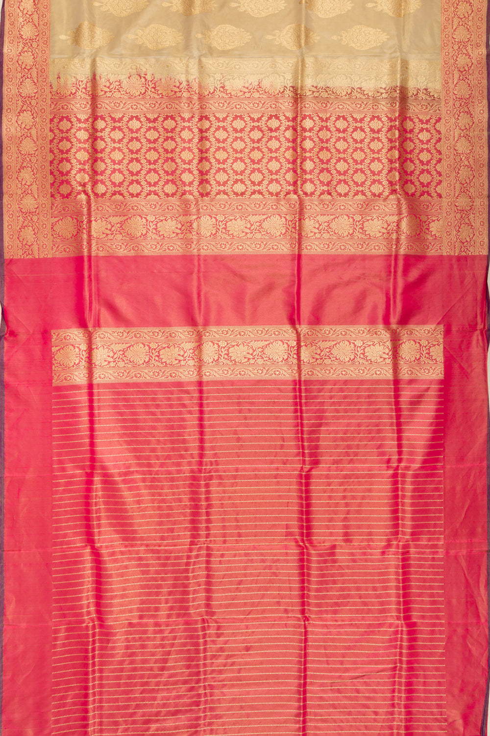 Banarasi Silk Tissue Butta Cream Saree