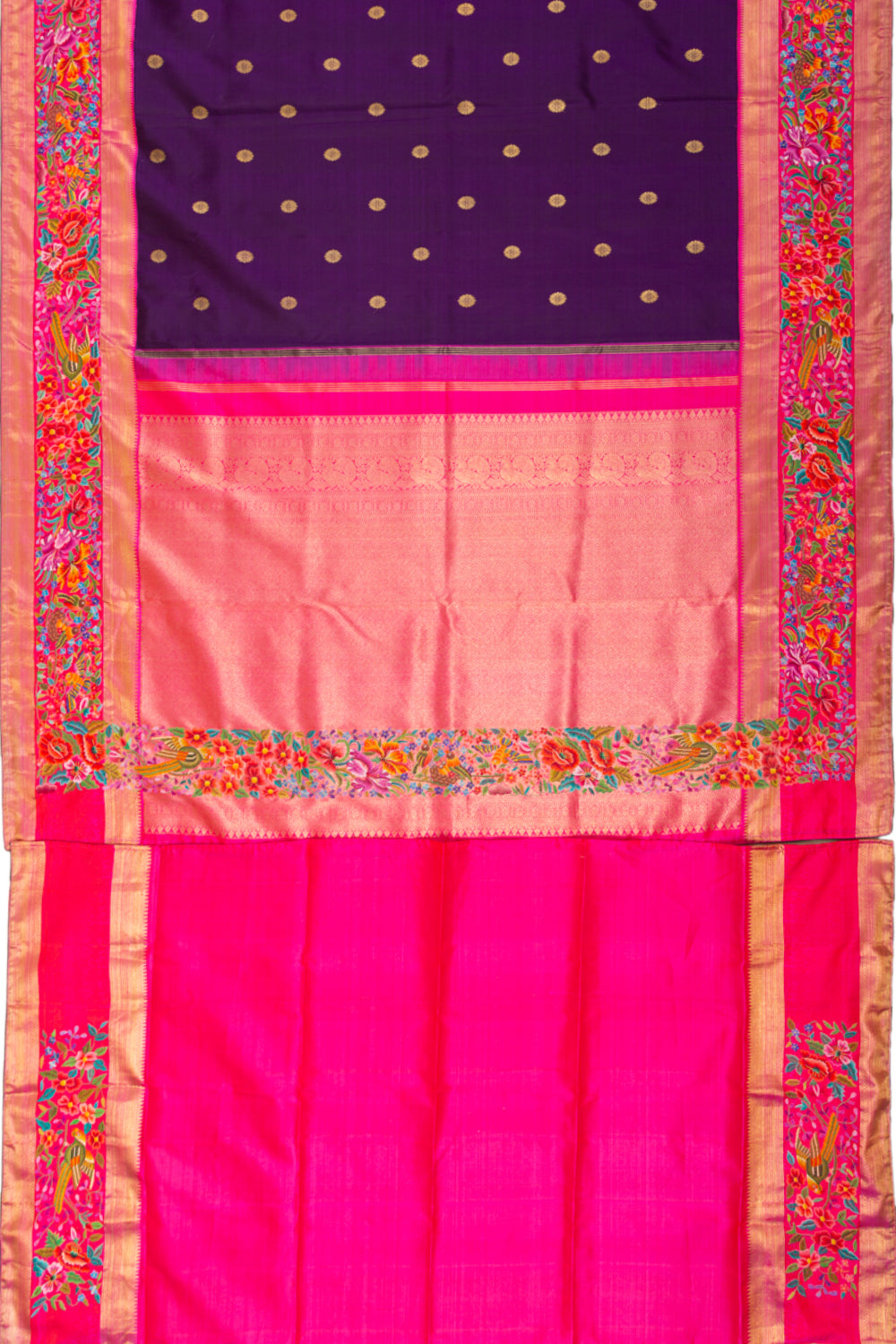 Kanchipuram Silk Butta Purple Saree With Petite Point