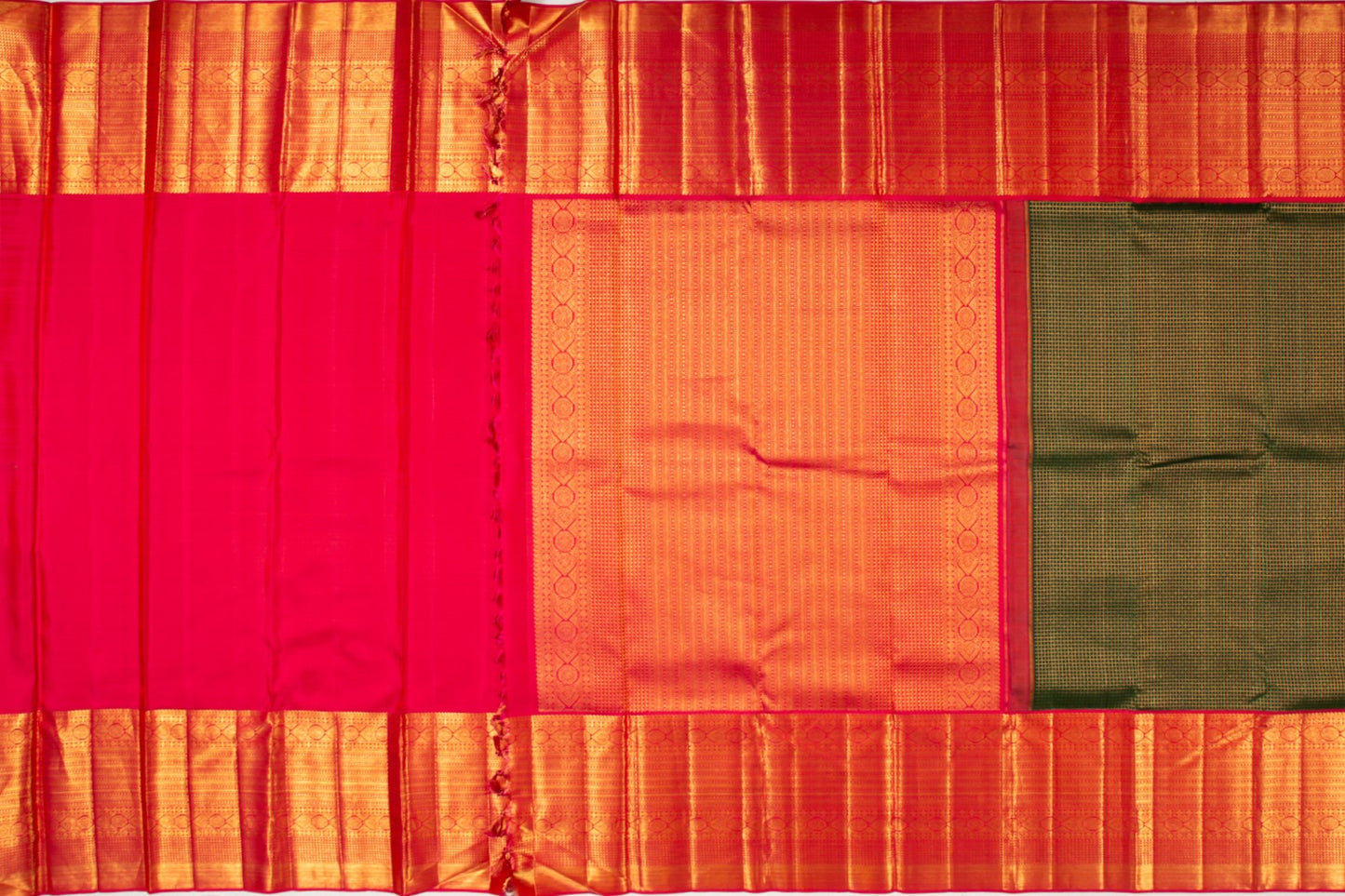 Kanchipuram Silk Checks Green Saree