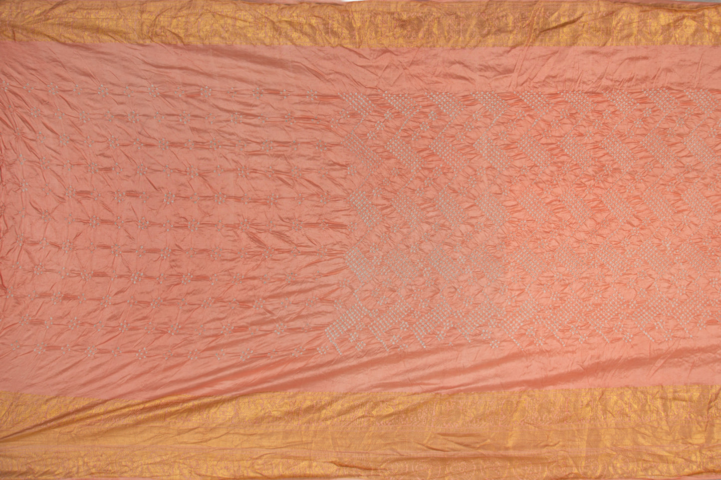 Kanchipuram Silk Bandhani Peach Saree
