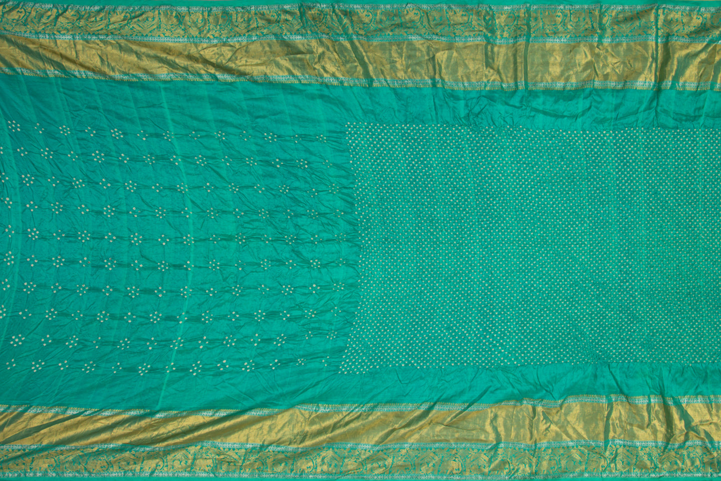 Kanchipuram Silk Bandhani Sea Green Saree