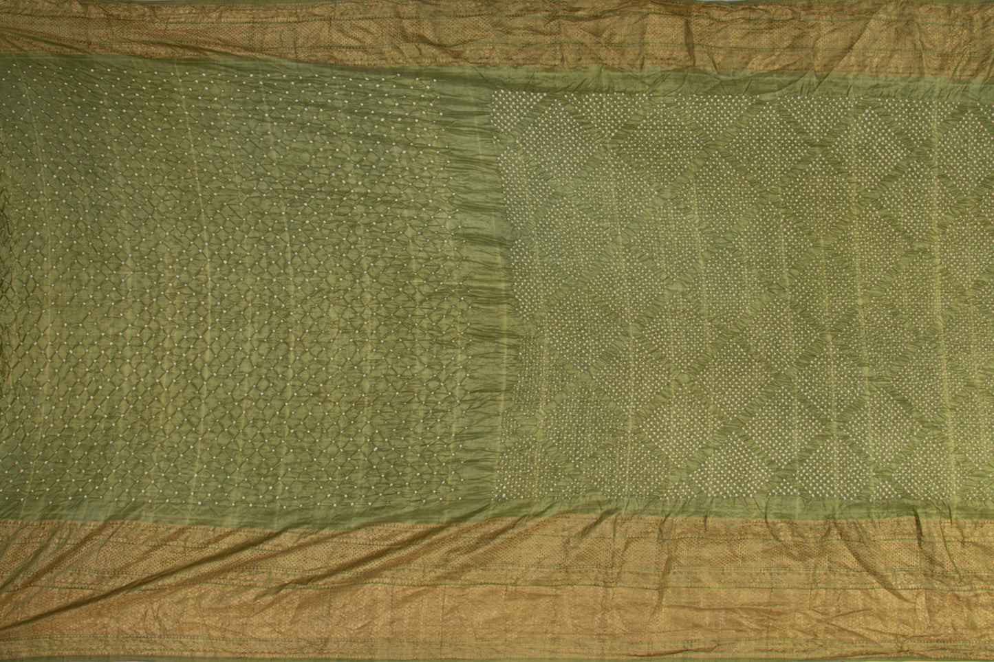 Kanchipuram Silk Bandhani Mehandi Green Saree