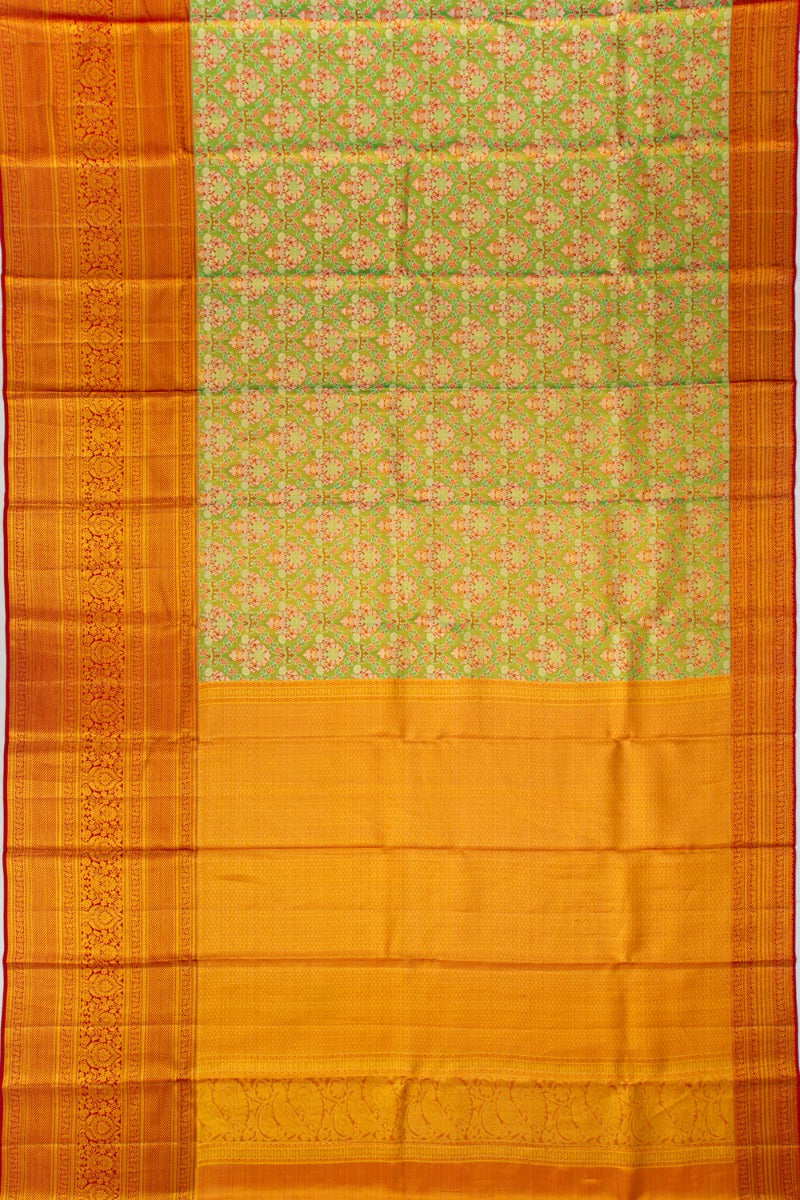 Taranga Kanchi Silk Tissue Brocade Green Saree