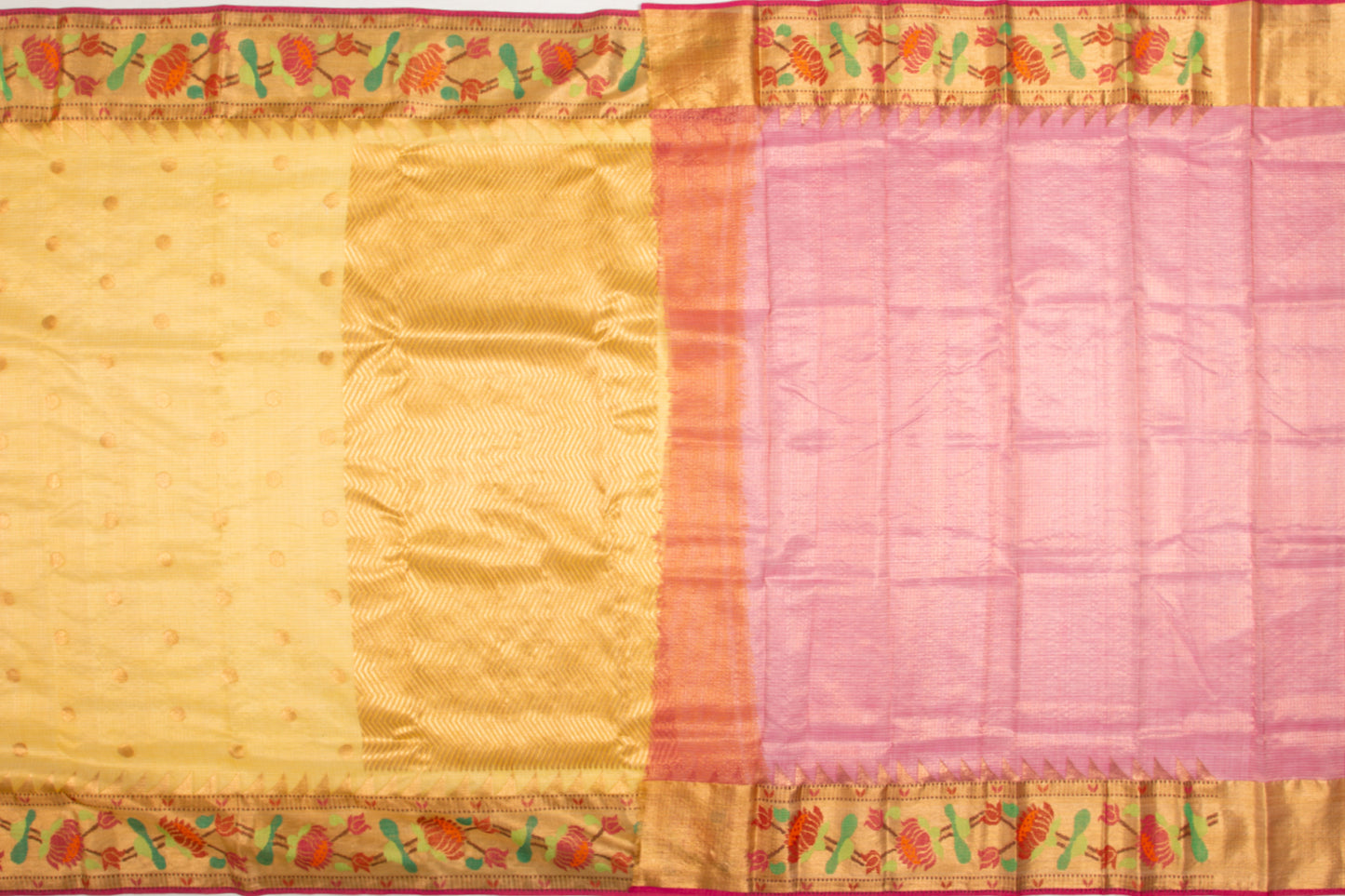 Kota Silk Tissue Butta Yellow Saree
