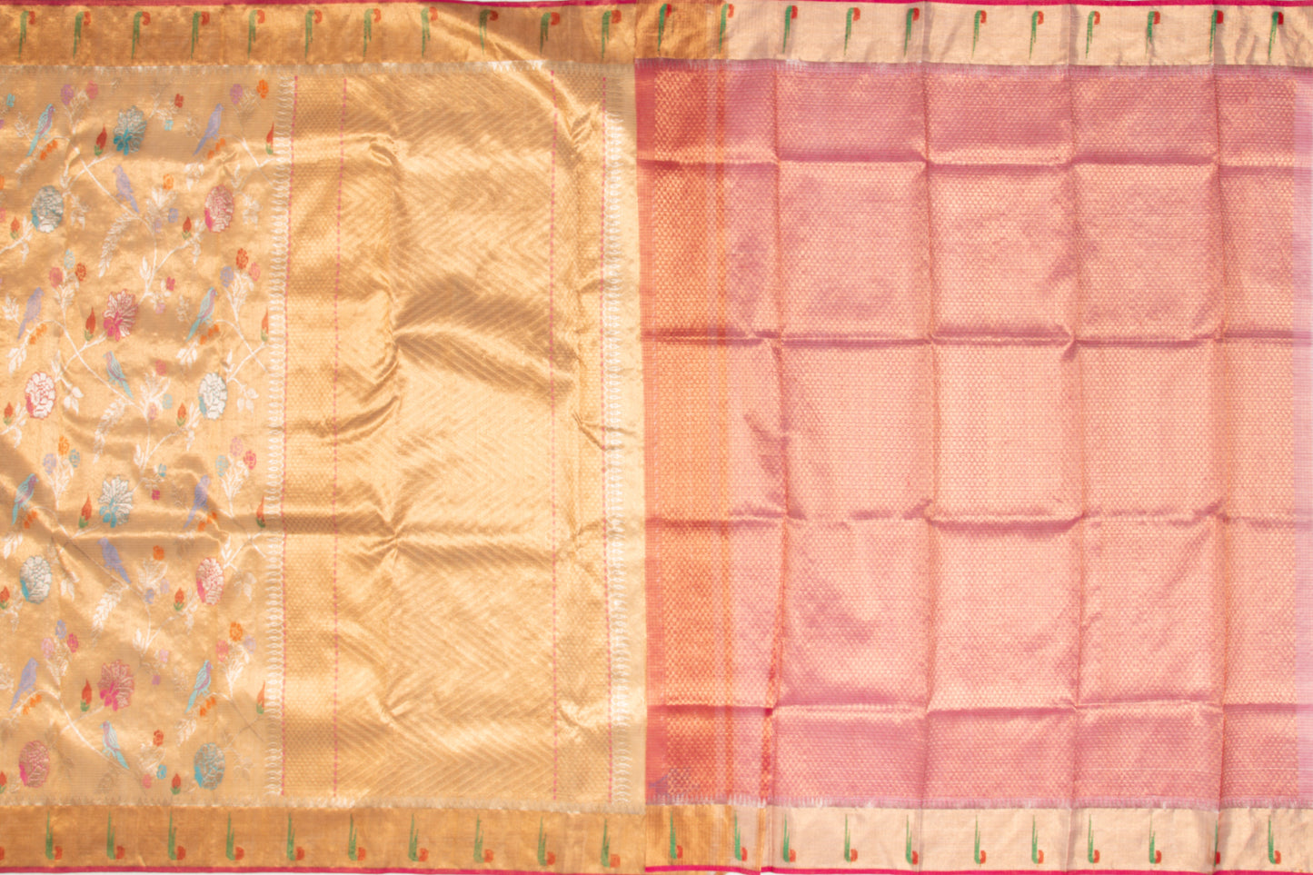Kota Silk Tissue Jaal Pastel Orange Saree