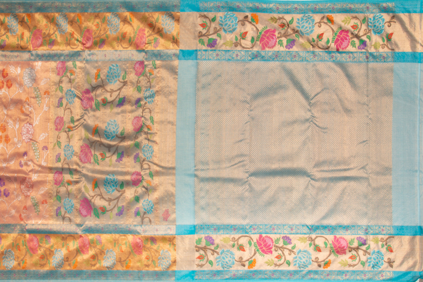 Kota Silk Tissue Jaal Peach Saree