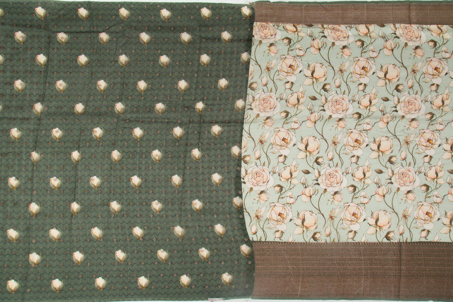 Chanderi Silk Floral Printed Pastel Green Saree