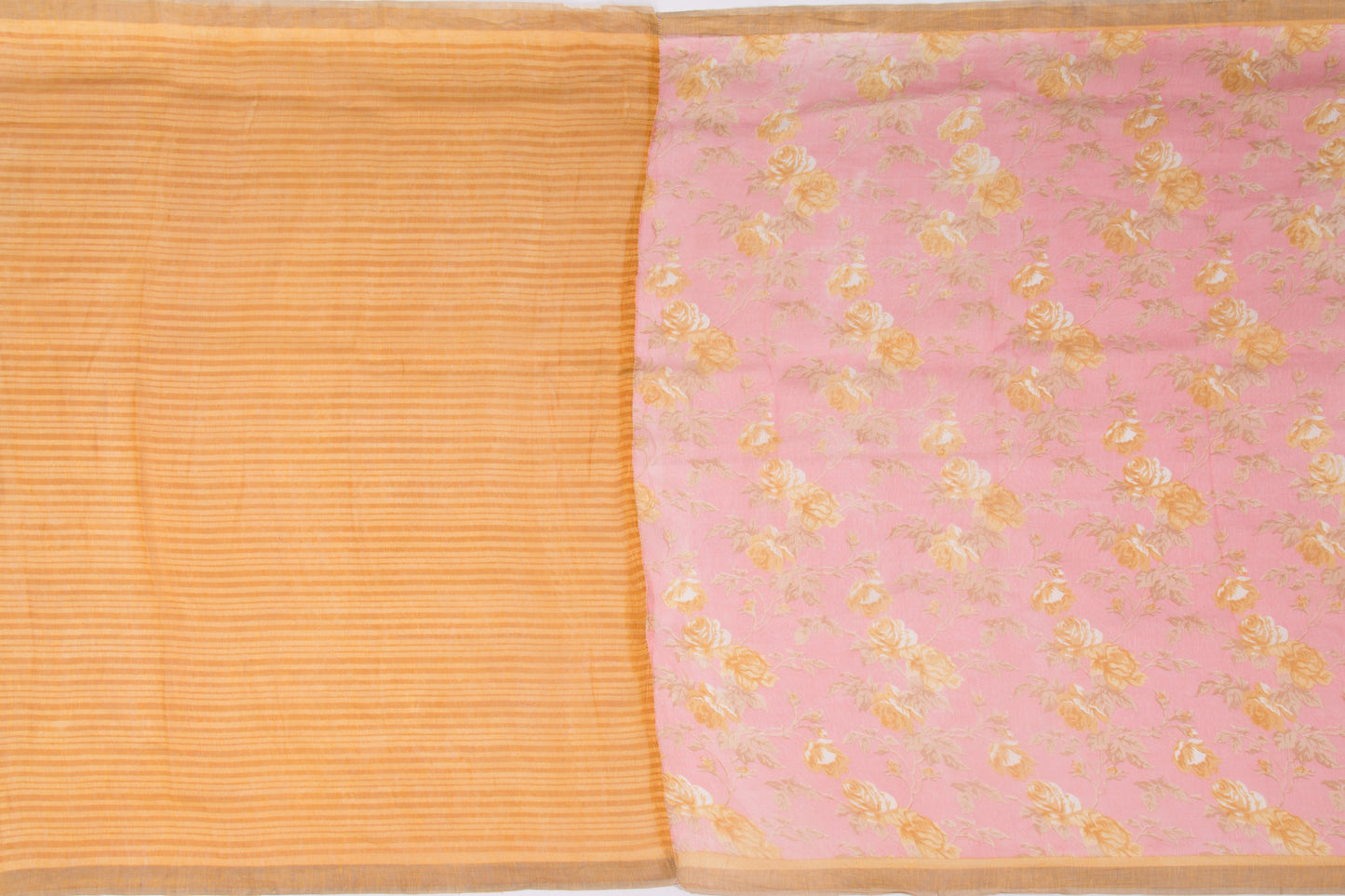 Linen Floral Printed Pink Saree