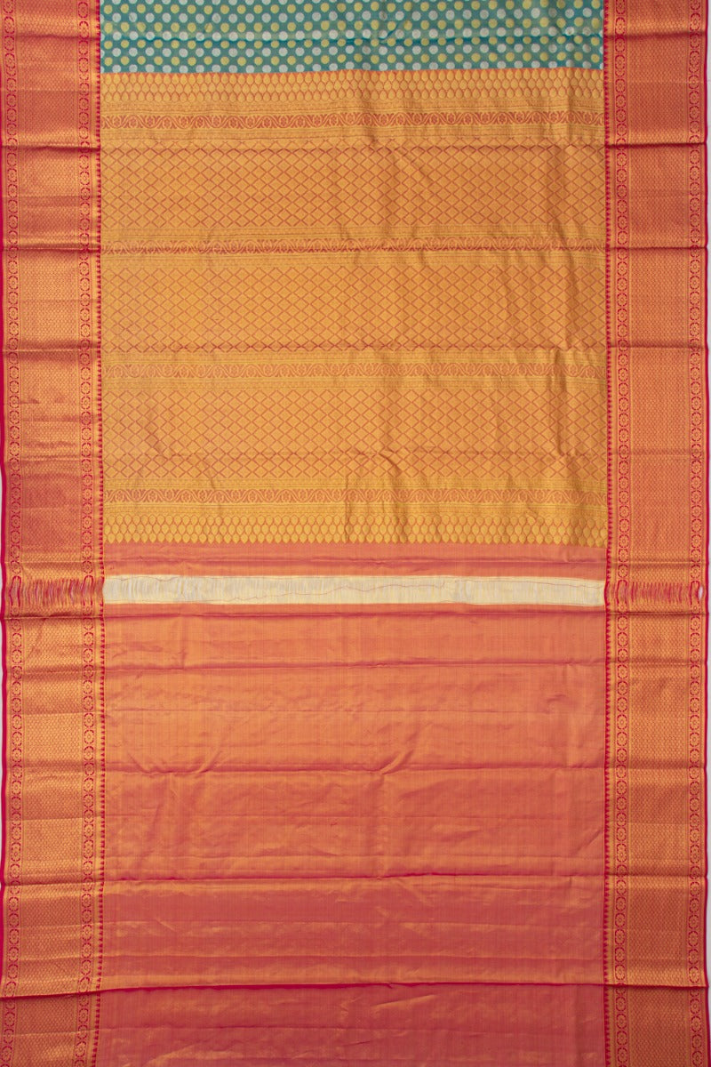 Taranga Kanchi Silk Tissue Brocade Teal Blue Saree