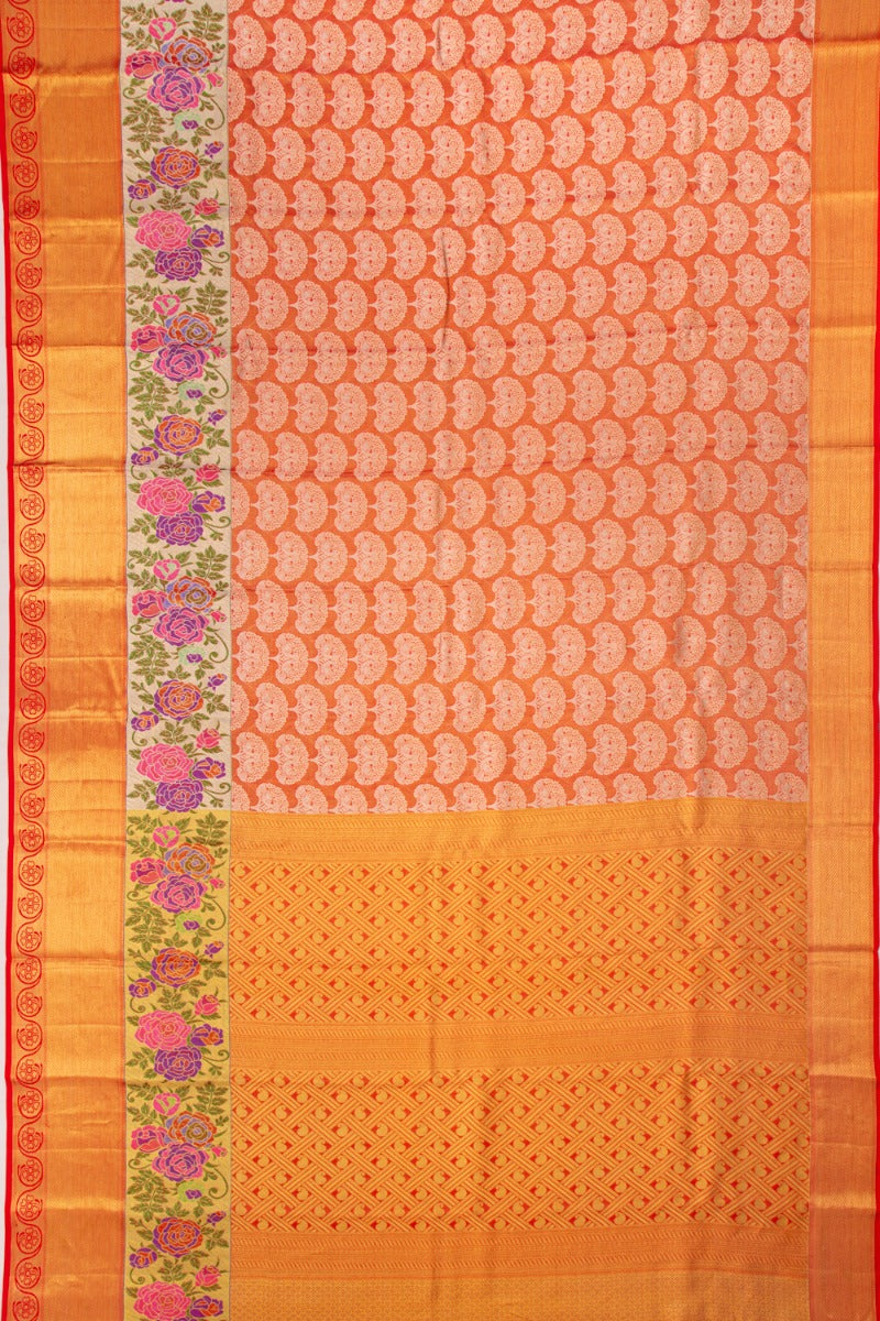Taranga Kanchi Silk Tissue Brocade Orange Saree