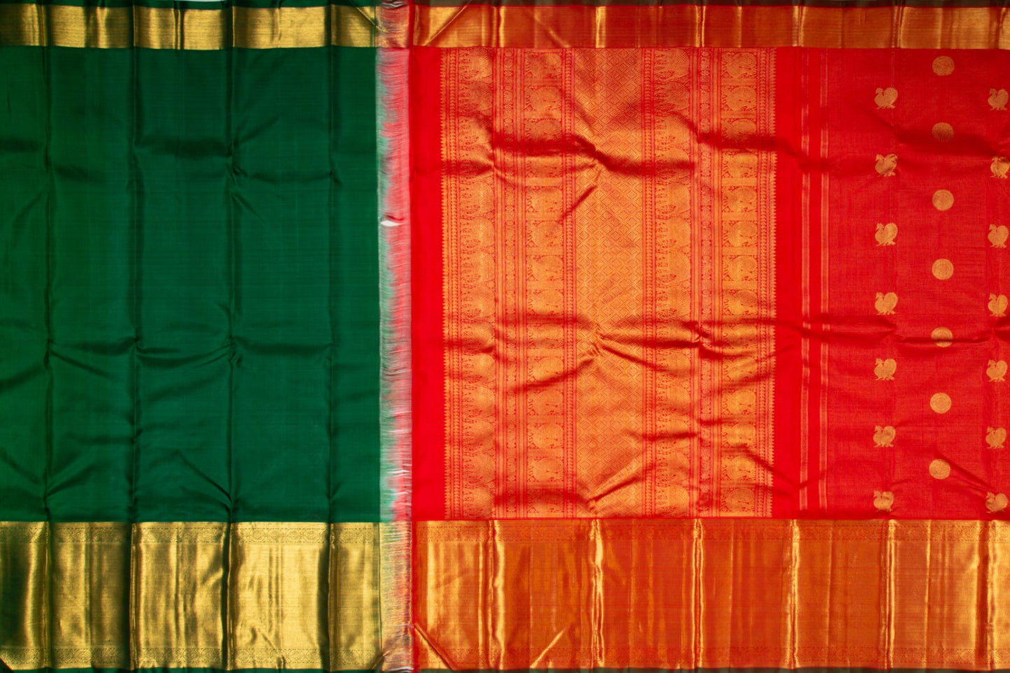 Kanchipuram Silk Checks And Butta Red Saree