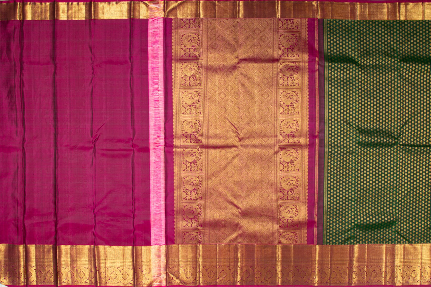 Kanchipuram Silk Brocade Dark Green Saree