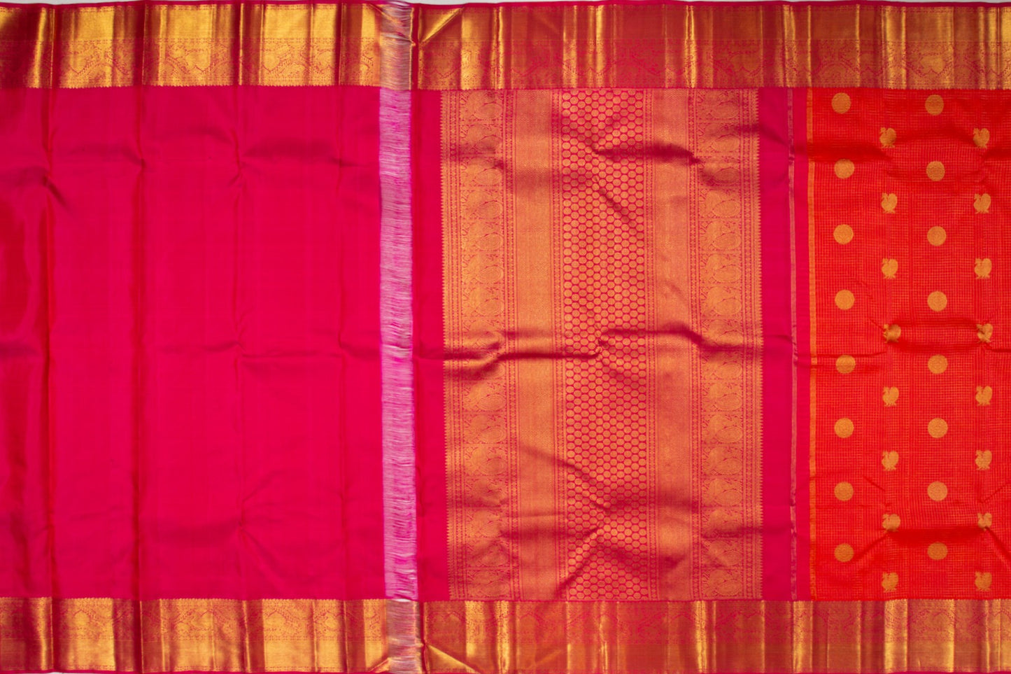 Kanchipuram Silk Checks And Butta Red Saree