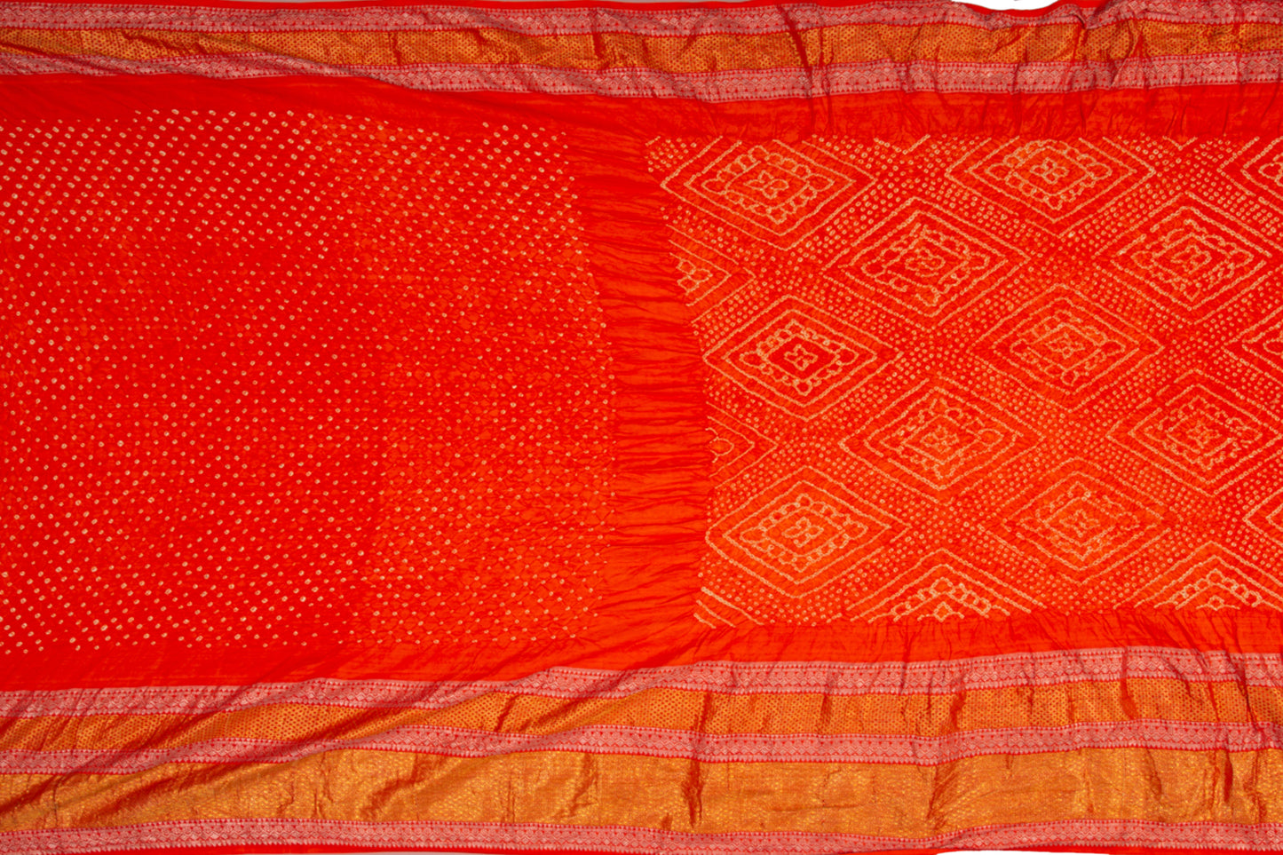 Kanchipuram Silk Bandhani Red Saree