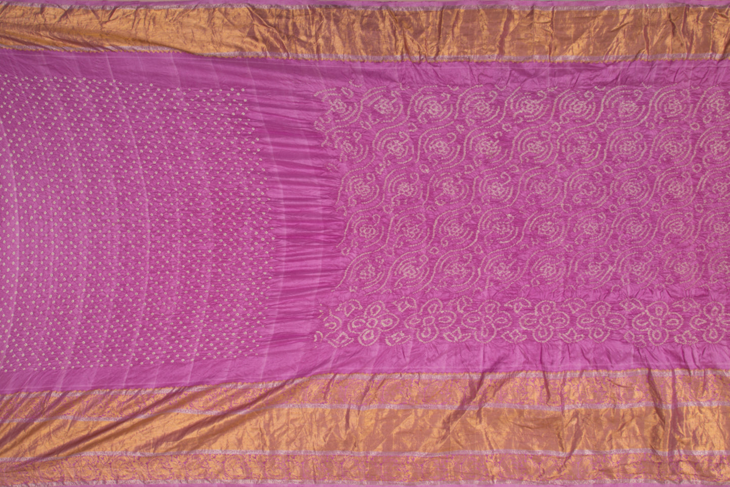 Kanchipuram Silk Bandhani Violet Saree
