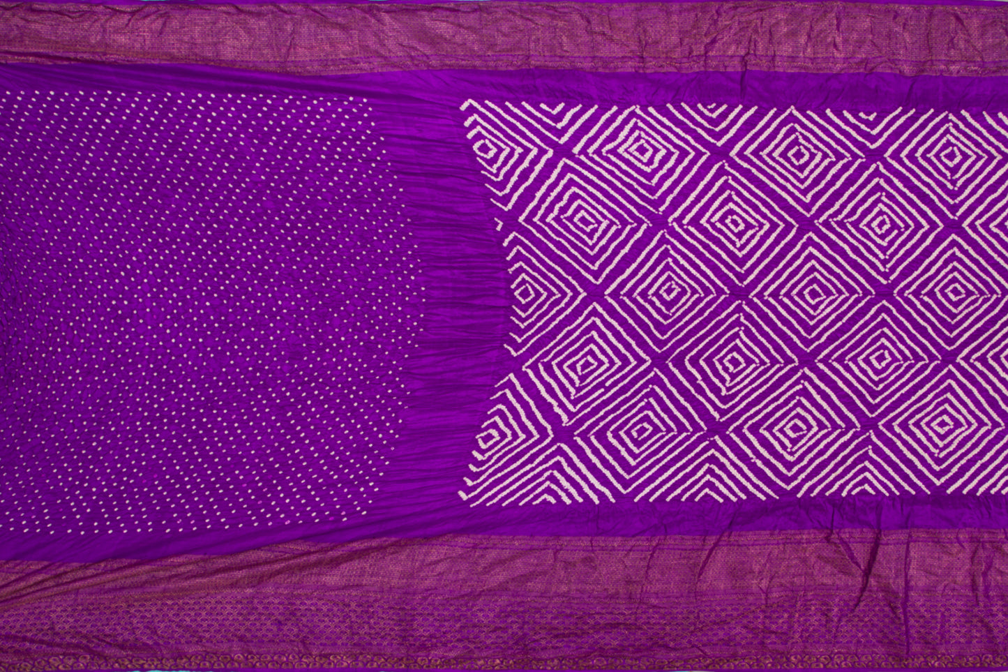 Kanchipuram Silk Bandhani Purple Saree