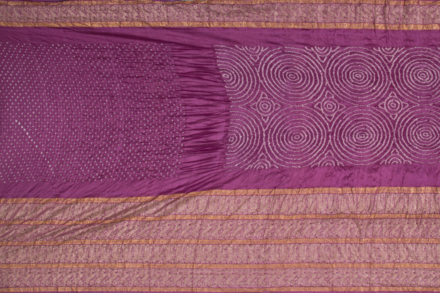 Kanchipuram Silk Bandhani Purple Saree