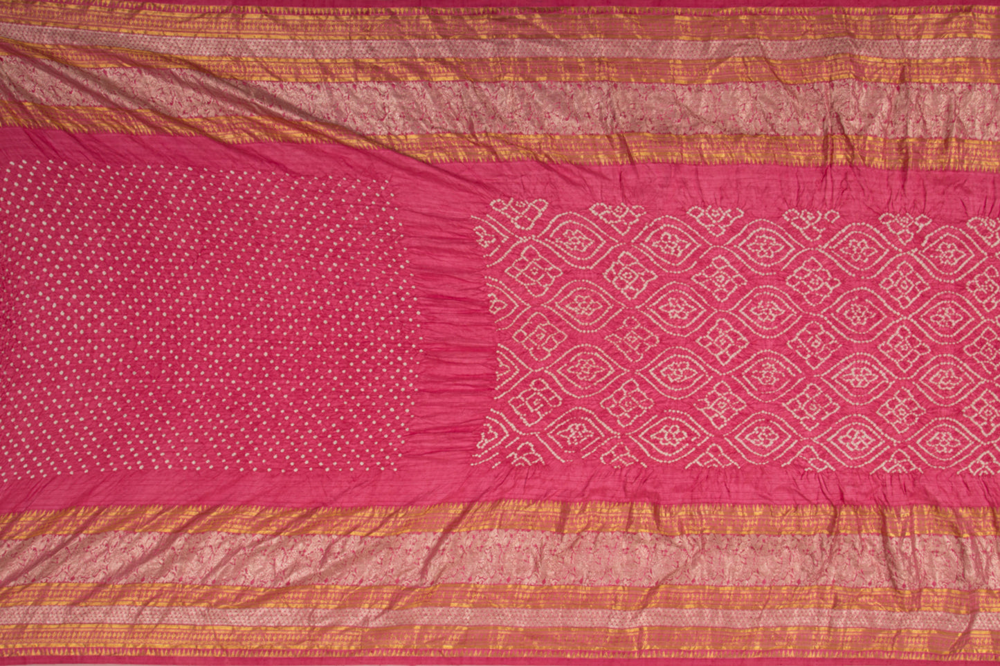 Kanchipuram Silk Bandhani Pink Saree