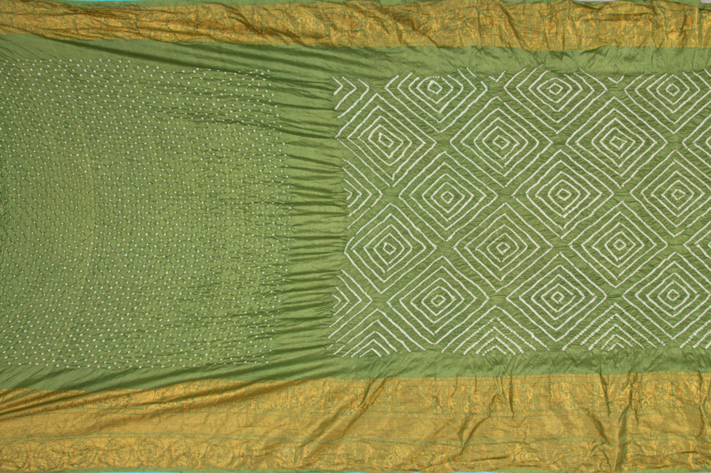 Kanchipuram Silk Bandhani Green Saree