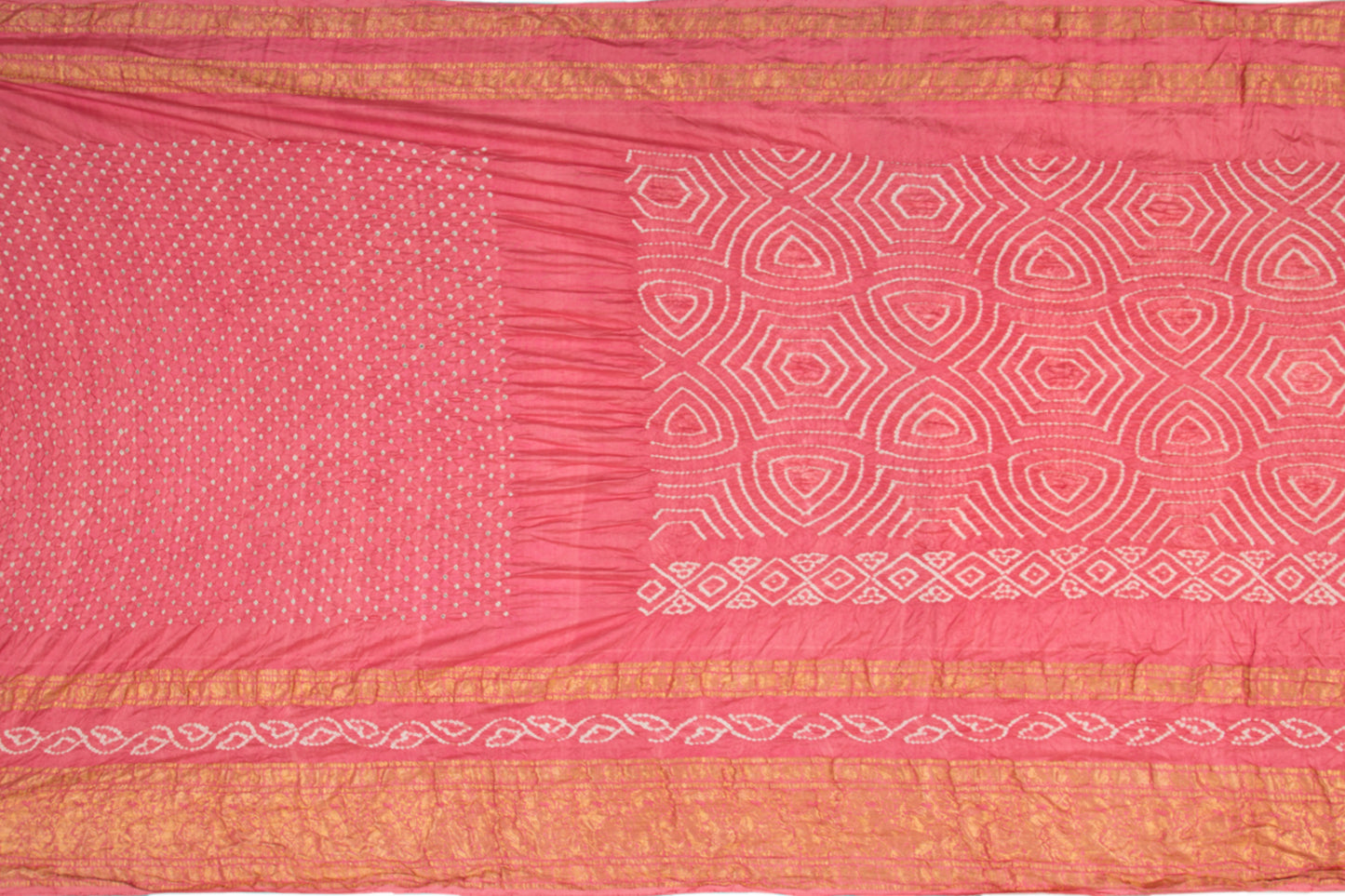 Kanchipuram Silk Bandhani Pink Saree