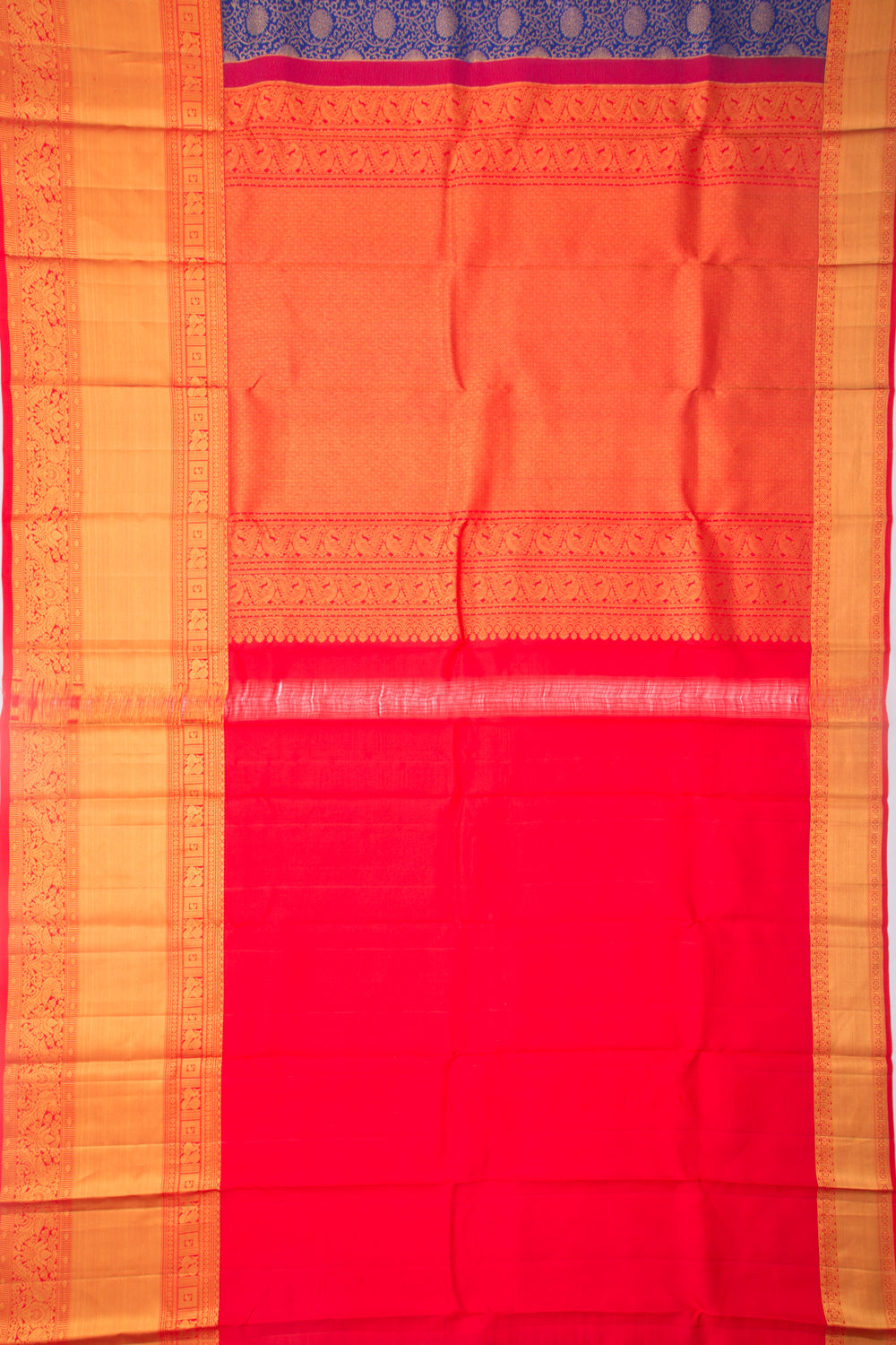 Kanchipuram Silk Brocade Dark Blue Saree