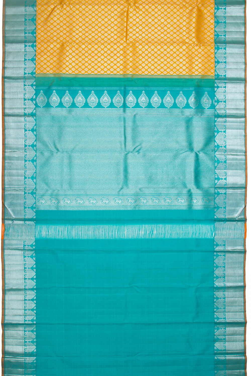 Kanchipuram Silk Brocade Yellow Saree