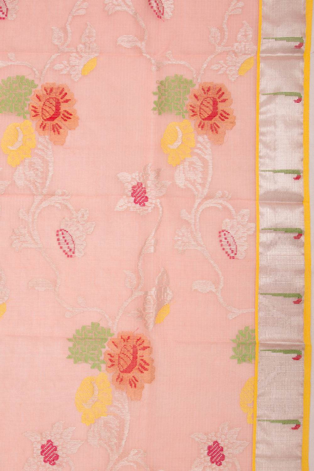 Kota Silk Jaal Peach Dupatta