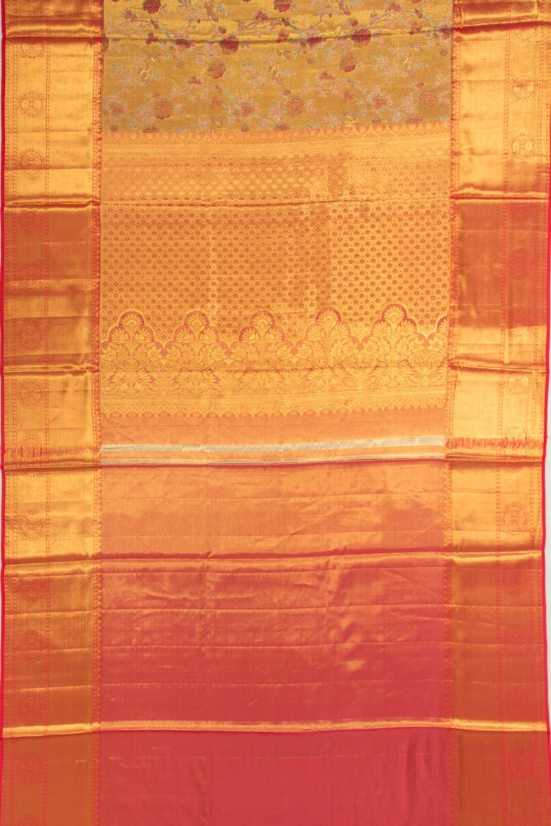 Taranga Kanchi Silk Tissue Jaal Gold Saree
